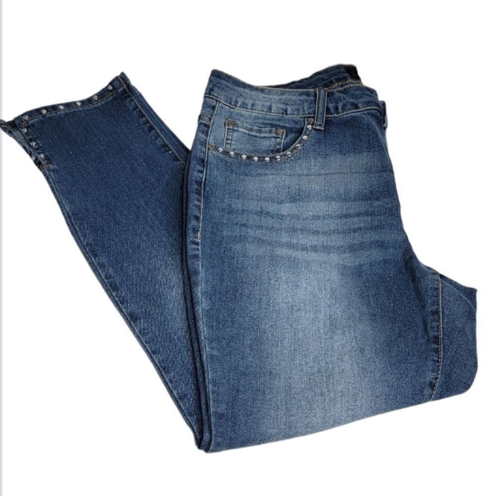 Earl Jeans skinny ankle jeans  size 12 blue denim silver studs *